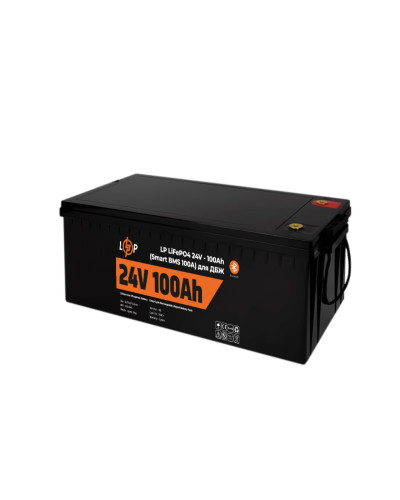 Аккумулятор LP LiFePO4 24V (25,6V) - 100 Ah (2560Wh) (Smart BMS 100А) с BT пластик для ИБП Аккумулятор LP LiFePO4 24V (25,6V) - 100 Ah (2560Wh) (Smart BMS 100А) с BT пластик для ИБП