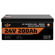 Аккумулятор LP LiFePO4 24V (25,6V) - 200 Ah (5120Wh) (Smart BMS 100А) с BT пластик для ИБП Аккумулятор LP LiFePO4 24V (25,6V) - 200 Ah (5120Wh) (Smart BMS 100А) с BT пластик для ИБП