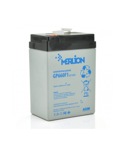 Аккумуляторная батарея MERLION AGM GP660F1 6 V 6Ah Аккумуляторная батарея MERLION AGM GP660F1 6 V 6Ah