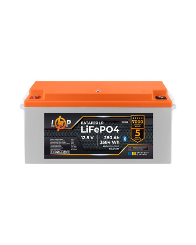 Аккумулятор LP LiFePO4 12,8V - 280 Ah (3584Wh) (BMS 200A/100А) пластик Smart BT