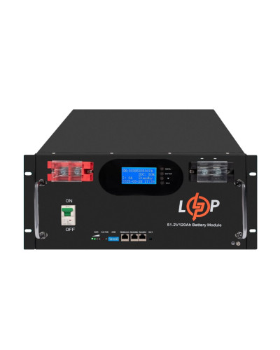 Аккумулятор LP LiFePO4 51,2V - 120 Ah 6000Wh (Smart BMS 100A) с LCD RM AB RS485/CAN