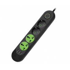 Сетевой фильтр F01U, 2 розетки EU + 2 розетки Universal + 3 USB, 1.5 м, сечение 3х0,75мм, 2500W, Black Сетевой фильтр F01U, 2 розетки EU + 2 розетки Universal + 3 USB, 1.5 м, сечение 3х0,75мм, 2500W, Black