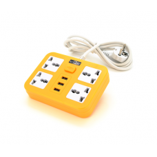Сетевой фильтр ТВ-Т15, 4 розетки + 3 USB, с переключателем, 2 м, сечение 3х0,75мм, 2500W, Yellow Сетевой фильтр ТВ-Т15, 4 розетки + 3 USB, с переключателем, 2 м, сечение 3х0,75мм, 2500W, Yellow