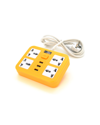 Сетевой фильтр ТВ-Т15, 4 розетки + 3 USB, с переключателем, 2 м, сечение 3х0,75мм, 2500W, Yellow Сетевой фильтр ТВ-Т15, 4 розетки + 3 USB, с переключателем, 2 м, сечение 3х0,75мм, 2500W, Yellow