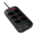 Сетевой фильтр LDNIO SE6403, 6 Розеток + 4 USB, 2 м, сечение 3х0,75мм, Black