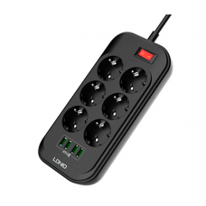 Сетевой фильтр LDNIO SE6403, 6 Розеток + 4 USB, 2 м, сечение 3х0,75мм, Black Сетевой фильтр LDNIO SE6403, 6 Розеток + 4 USB, 2 м, сечение 3х0,75мм, Black