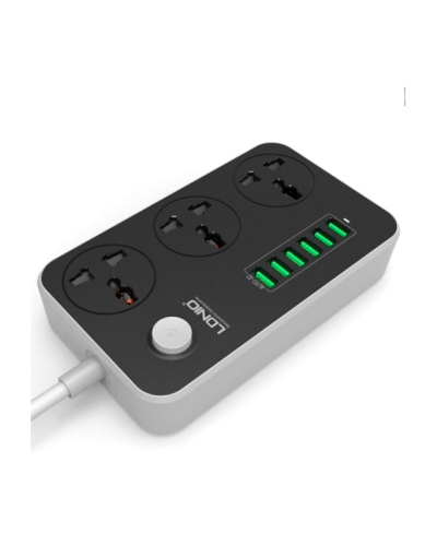 Сетевой фильтр LDNIO SC3604, 3 Розетки + 6 USB, 2 м, сечение 3х0,75мм, Black Сетевой фильтр LDNIO SC3604, 3 Розетки + 6 USB, 2 м, сечение 3х0,75мм, Black
