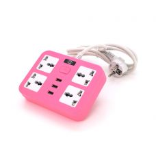 Сетевой фильтр ТВ-Т15, 4 розетки + 3 USB, с переключателем, 2 м, сечение 3х0,75мм, 2500W, Pink Сетевой фильтр ТВ-Т15, 4 розетки + 3 USB, с переключателем, 2 м, сечение 3х0,75мм, 2500W, Pink