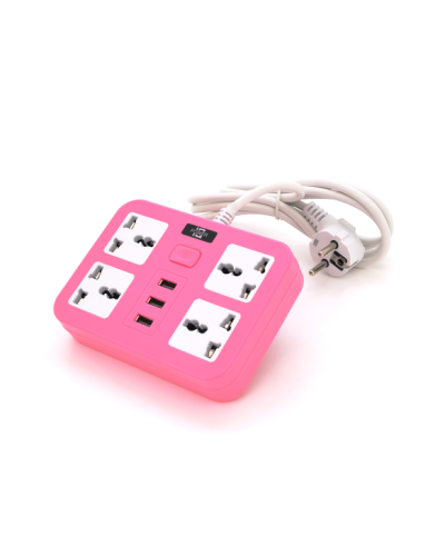 Сетевой фильтр ТВ-Т15, 4 розетки + 3 USB, с переключателем, 2 м, сечение 3х0,75мм, 2500W, Pink Сетевой фильтр ТВ-Т15, 4 розетки + 3 USB, с переключателем, 2 м, сечение 3х0,75мм, 2500W, Pink