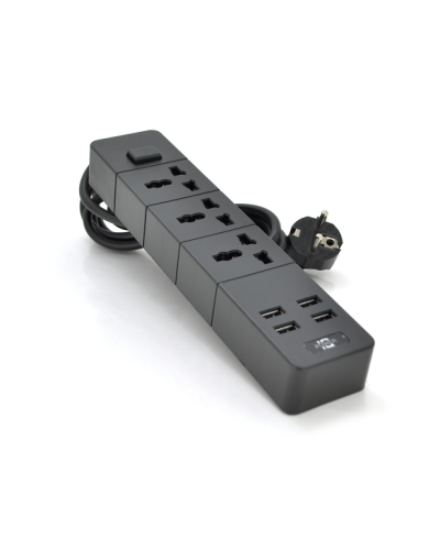 Сетевой фильтр ТВ-Т08, 3 розетки + 4 USB, 2 м, сечение 3х0,75мм, 2500W, Black Сетевой фильтр ТВ-Т08, 3 розетки + 4 USB, 2 м, сечение 3х0,75мм, 2500W, Black