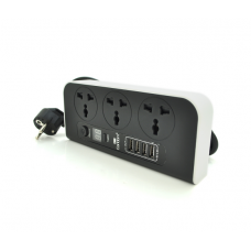 Сетевой фильтр EARLDOM ET-SC02 на 3 розетки + 4 USB, 220В, Black Сетевой фильтр EARLDOM ET-SC02 на 3 розетки + 4 USB, 220В, Black
