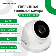 Гибридная купольная камера GV-112-GHD-H-DIK50-30 Гибридная купольная камера GV-112-GHD-H-DIK50-30
