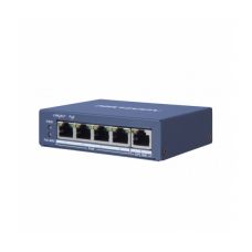 Коммутатор POE Hikvision 48V DS-3E0505P-E 4 портов POE + 1 порт Ethernet (Uplink ) 10/100/1000 Мбит/сек, БП 48В , корпус металл, BOX