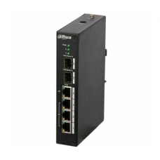 Коммутатор POE DH-PFS4206-4P-120 48V с 3 портами POE 100Мбит + 1 порт POE 1000Мбит + 2 порта SFP 1000Мбит, корпус - металл, Black