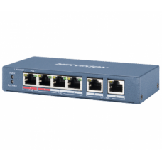 4-портовый неуправляемый POE коммутатор Hikvision DS-3E0106HP-E , 4×100 Мбит/с RJ45 (1 Hi-PoE) + 2×100 Мбит/с