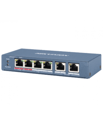 4-портовый неуправляемый POE коммутатор Hikvision DS-3E0106HP-E , 4×100 Мбит/с RJ45 (1 Hi-PoE) + 2×100 Мбит/с 4-портовый неуправляемый POE коммутатор Hikvision DS-3E0106HP-E , 4×100 Мбит/с RJ45 (1 Hi-PoE) + 2×100 Мбит/с