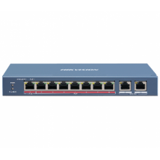 8 портовый POE коммутатор Hikvision DS-3E0310HP-E, 8xRJ45 (100M) PoE(1 Hi-PoE) + 2×1000 Мбит/с RJ45