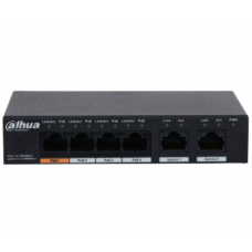 4-портовый РоЕ Гб/с коммутатор 4xPOEх1000Mб + 2x RJ45х100Mб DH-PFS3006-4GT-60