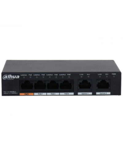 4-портовый РоЕ Гб/с коммутатор 4xPOEх1000Mб + 2x RJ45х100Mб DH-PFS3006-4GT-60 4-портовый РоЕ Гб/с коммутатор 4xPOEх1000Mб + 2x RJ45х100Mб DH-PFS3006-4GT-60